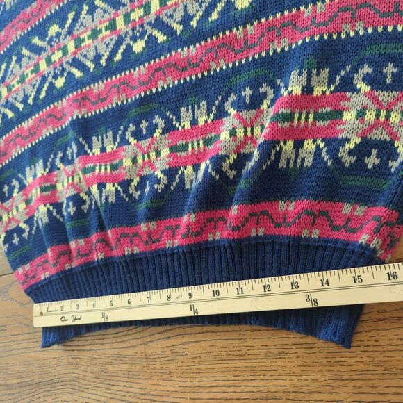 Vintage Apparel Workshop blue Sweater XL Geometric Southwestern Aztec 80s 90s - Picture 10 of 14